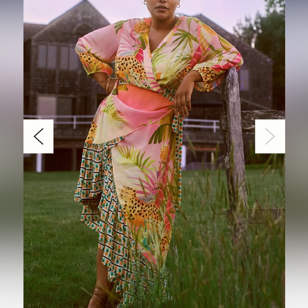 Farm Rio for Anthropologie Tropical Wrap Maxi Dress Plus 3x
